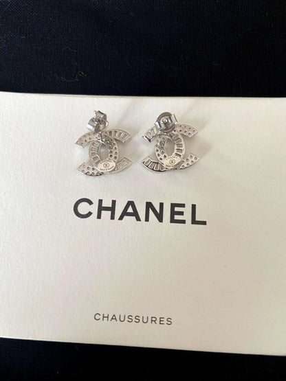 Authentic Chanel Stud Earrings 925 Sterling Silver Luxury Jewelry - Tracesilver