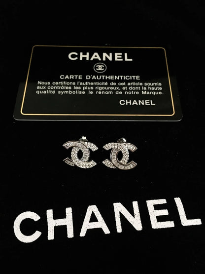 Authentic Chanel Stud Earrings 925 Sterling Silver Luxury Jewelry - Tracesilver