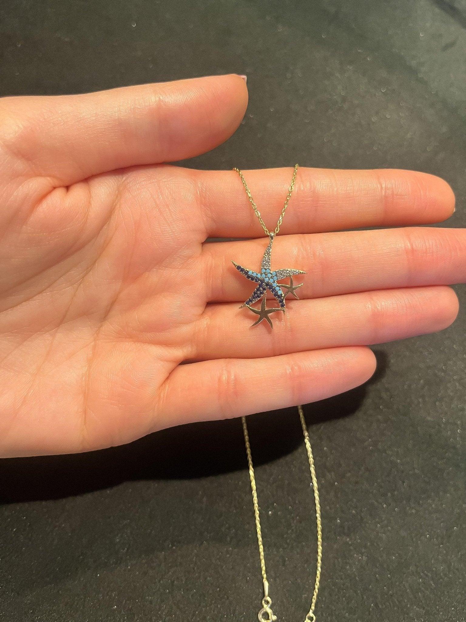 Blue clearance starfish necklace