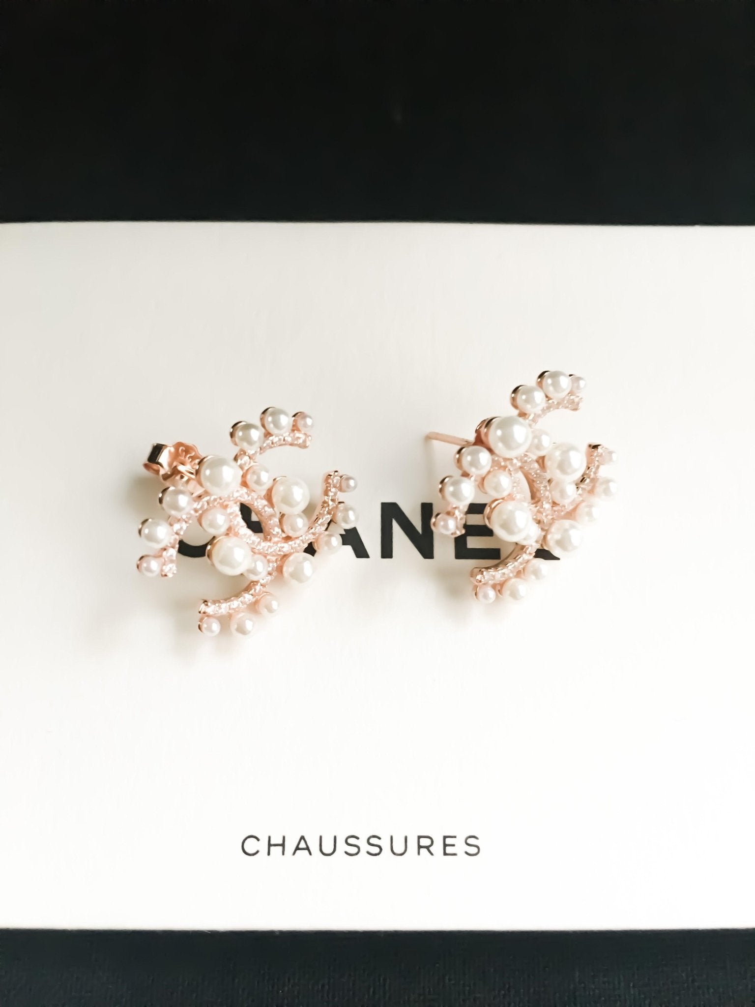 Authentic Chanel Pearl Stud Earrings - Tracesilver