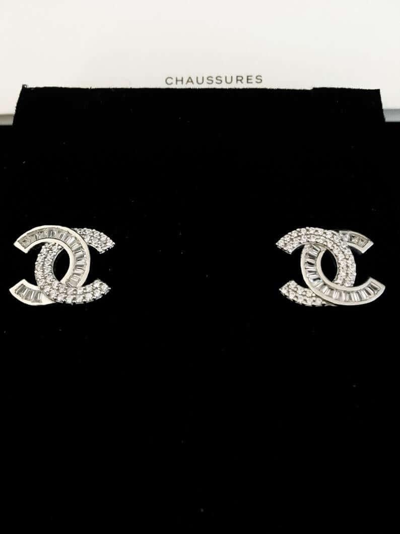 Authentic Chanel Stud Earrings 925 Sterling Silver Luxury Jewelry ...