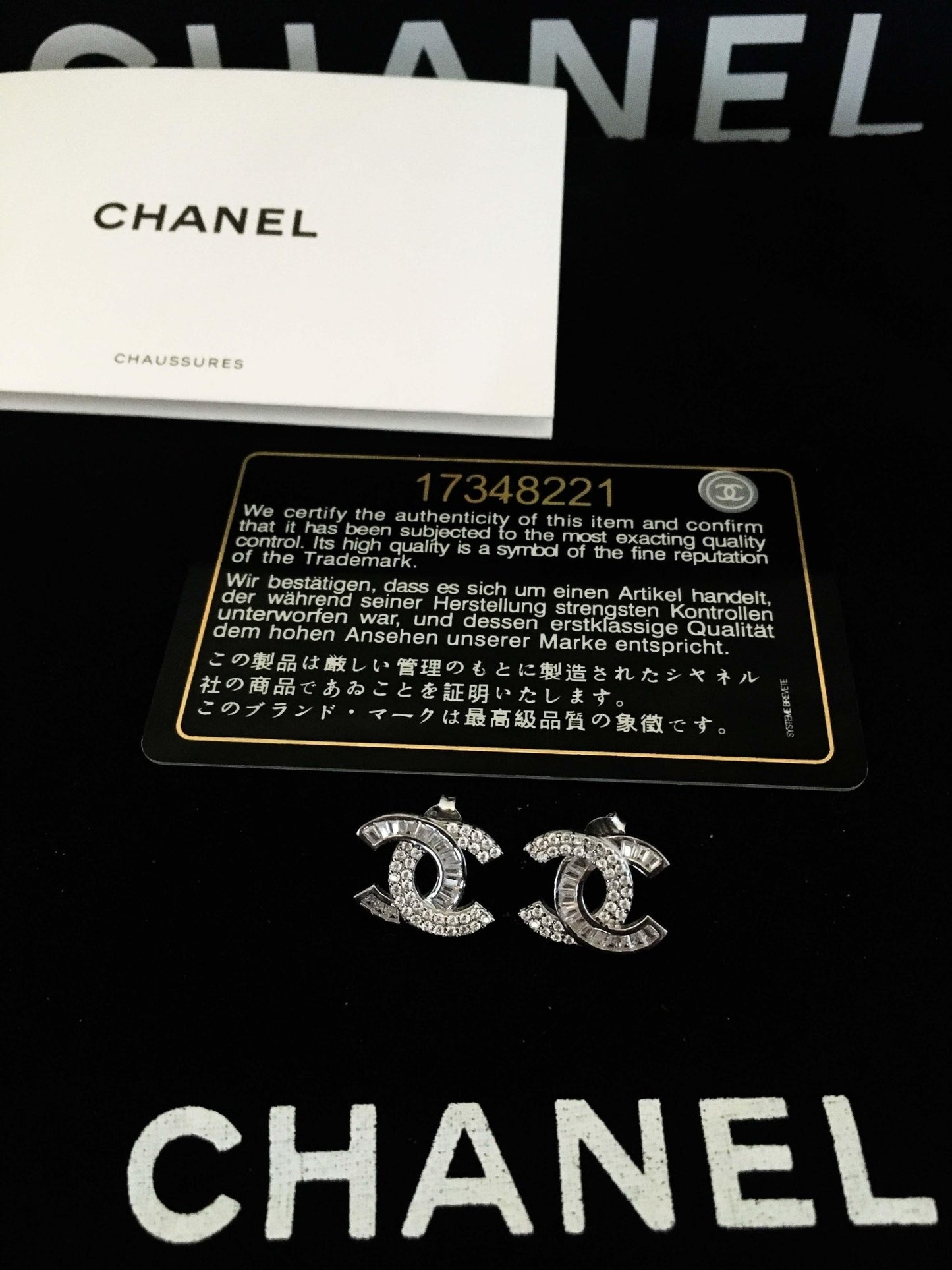 Authentic Chanel Stud Earrings 925 Sterling Silver Luxury Jewelry - Tracesilver
