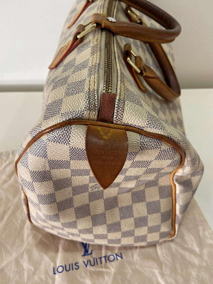 Authentic Louis Vuitton Damier Azur Speedy 35 Bag - Tracesilver