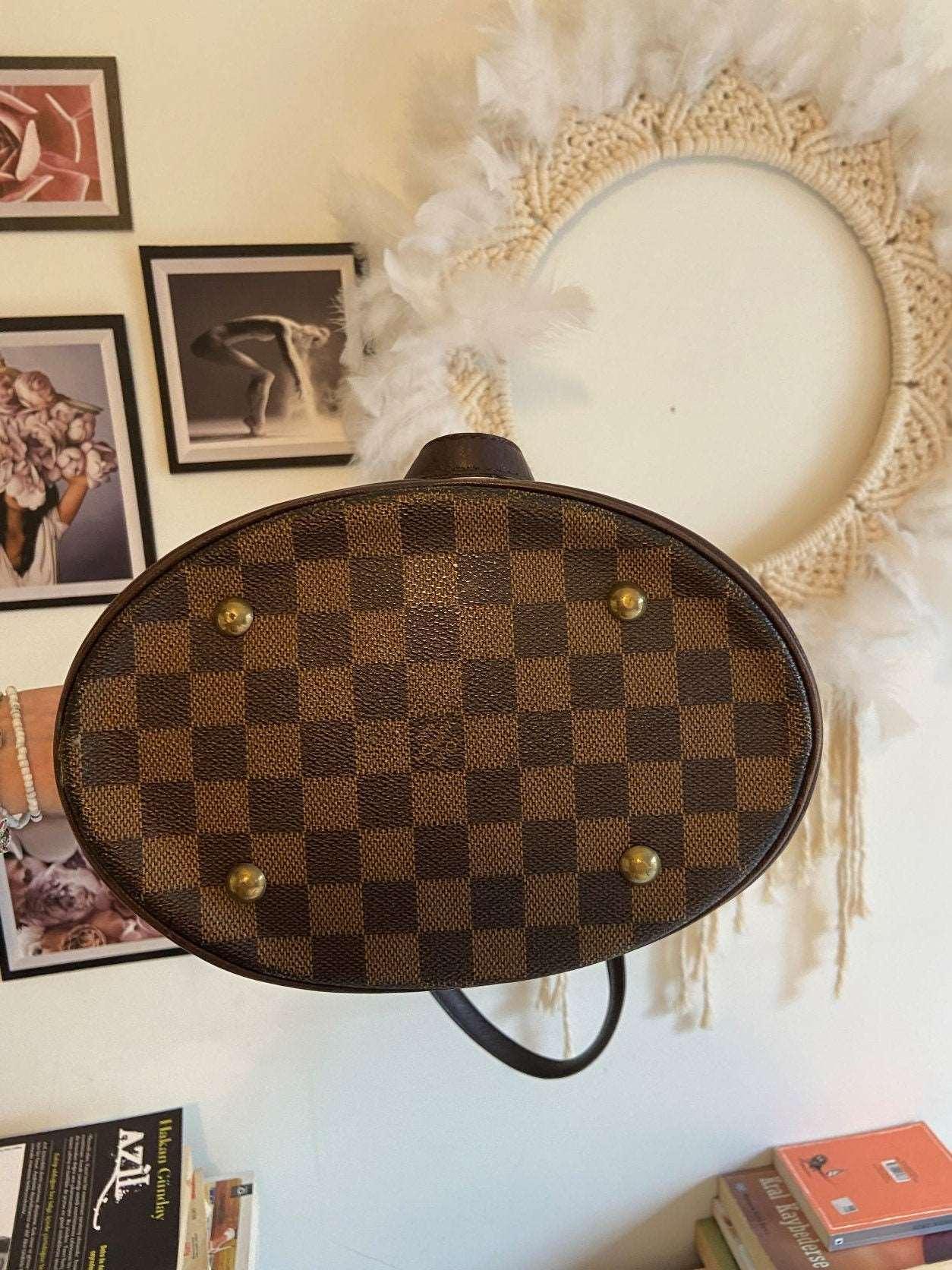 Authentic Louis Vuitton Damier Ebene Bucket Marais Brown Handbag