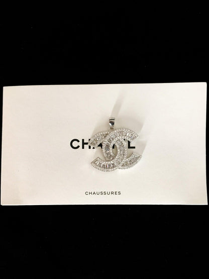 Chanel 925 Sterling Silver Vintage Jewelry Zircon Stone Necklace - Tracesilver