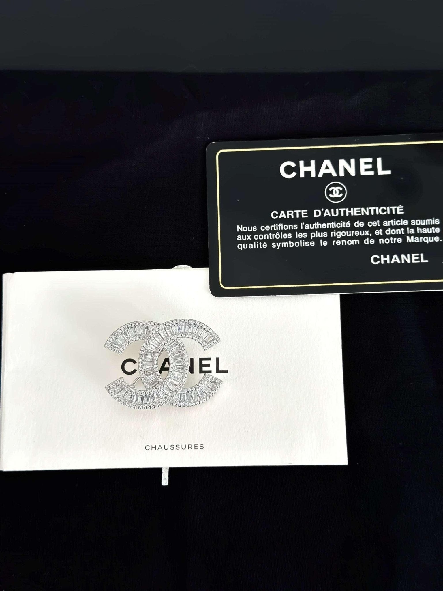 Chanel Brooch Elegant 925 Sterling Silver with Sparkling Zircon Stone - Timeless Glamour - Tracesilver