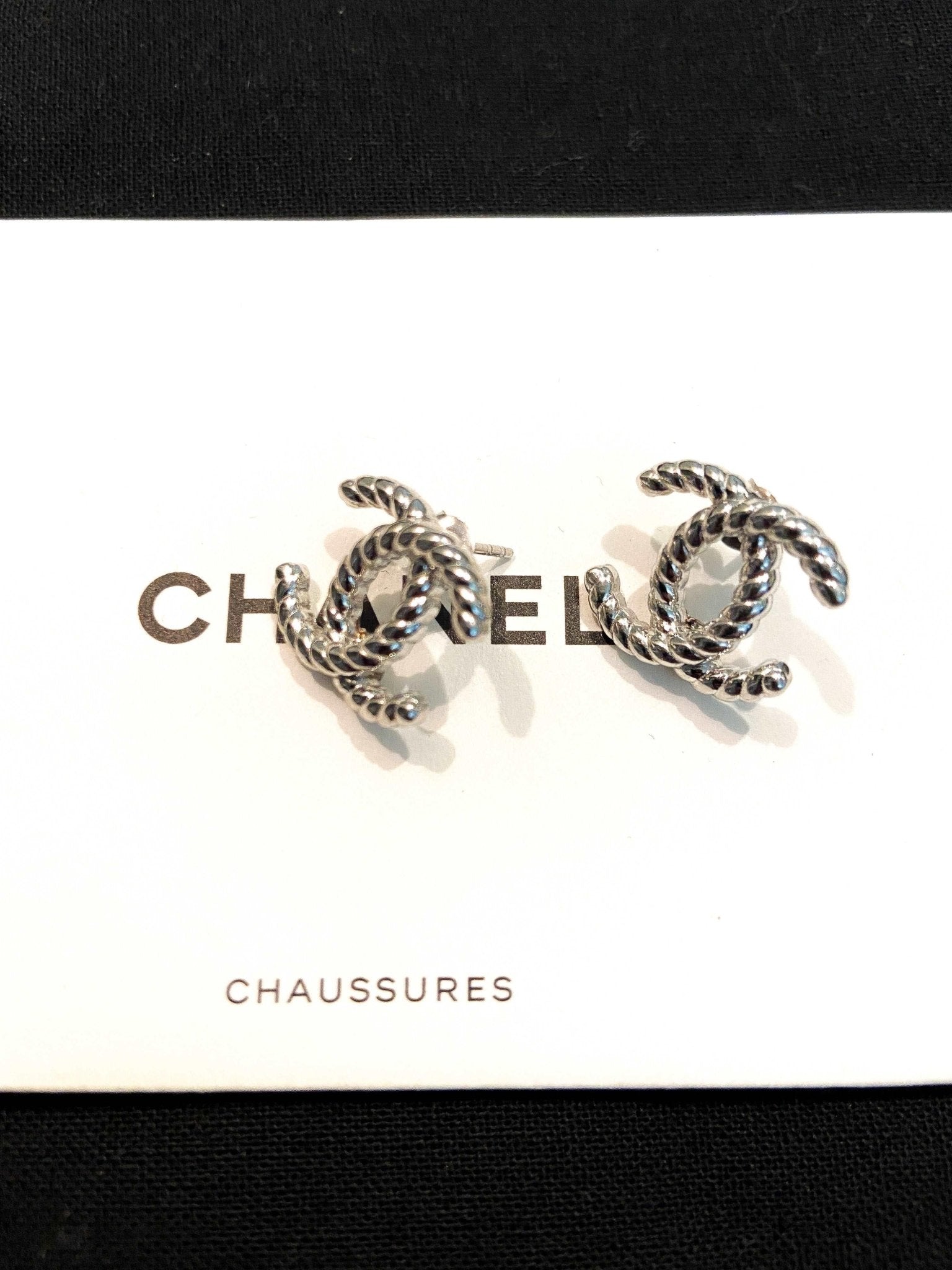 Vintage Rhodium Plated Chanel Stud Earring