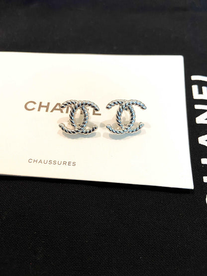 Chanel Jewellery Auger 925 Sterling Silver Stud Earrings - Tracesilver