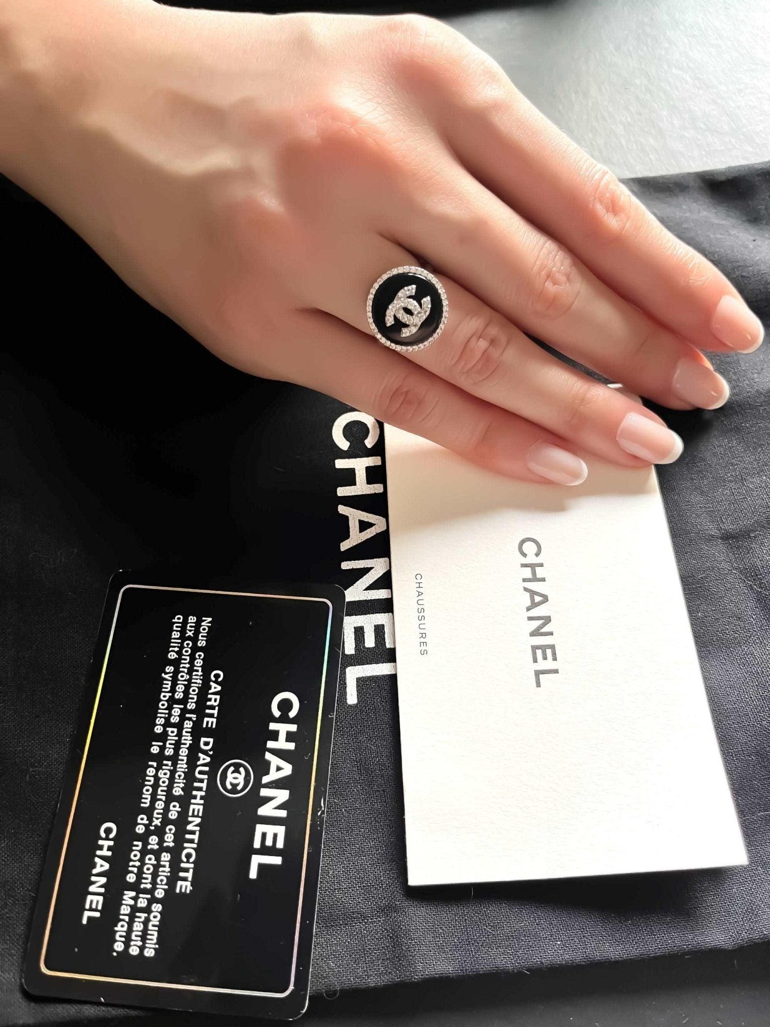 Chanel Vintage Jewelry 925 Sterling Silver Enamel Ring - Tracesilver