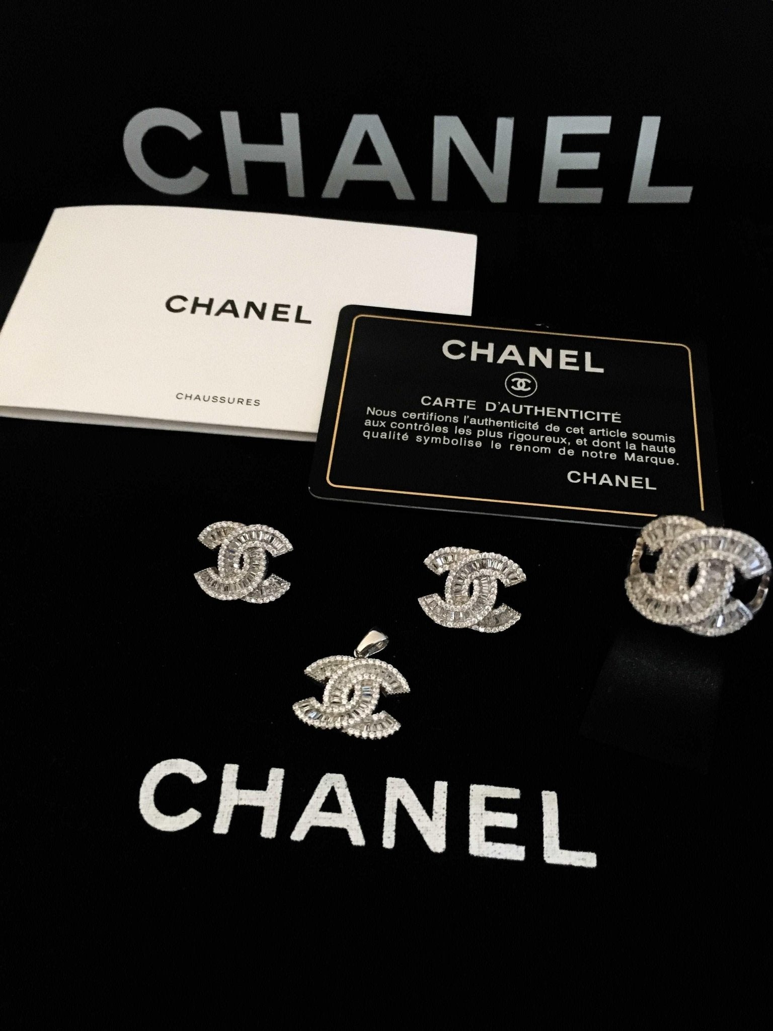 Chanel Vintage Set 925 Sterling Silver Baguette Cut - Tracesilver