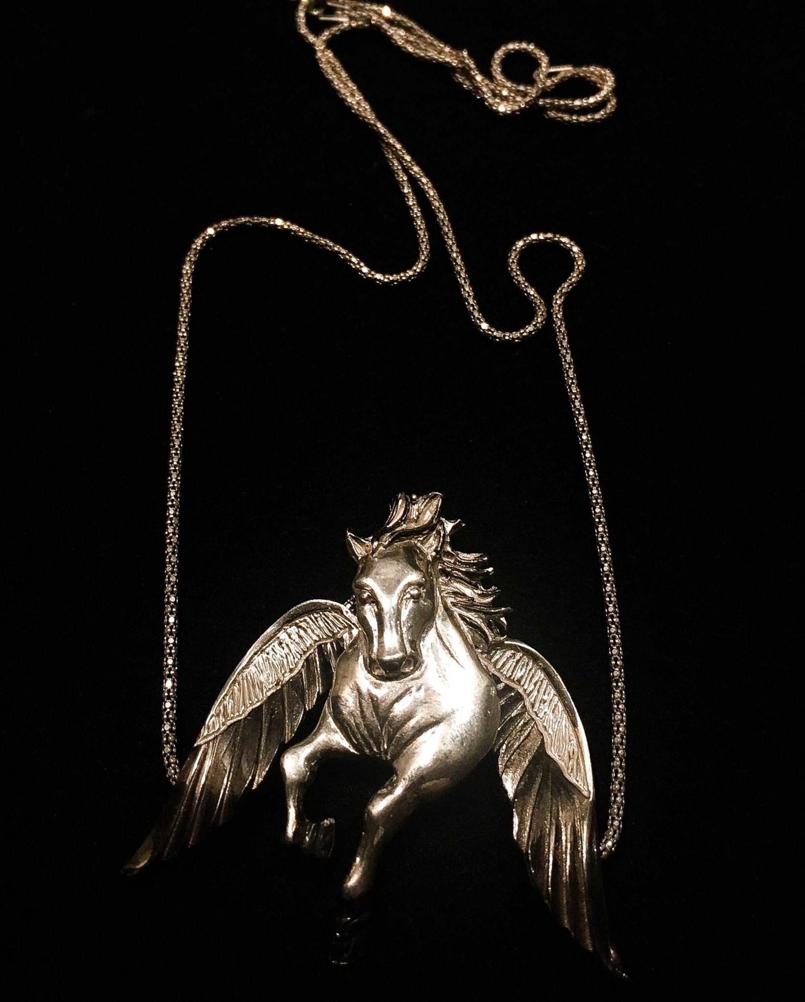 Custom Design Silver Pegasus Necklace, Jewelry Pegasus Pendant, Silver Animal Desing Necklace, Winged Horse, 925 Gift For Her - Tracesilver