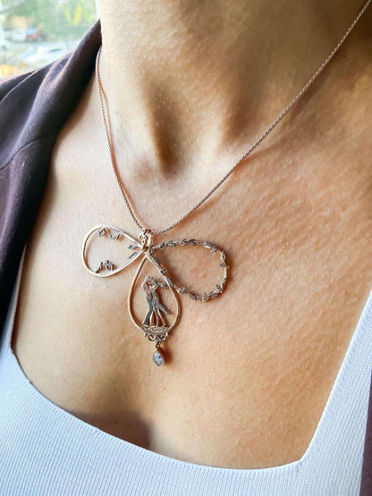 Dancing Couple Necklace 3D Design 925 Sterling Silver Swinging Pendant For Women, Couple for Valentine's Day Gift Jewelry Necklace - Tracesilver