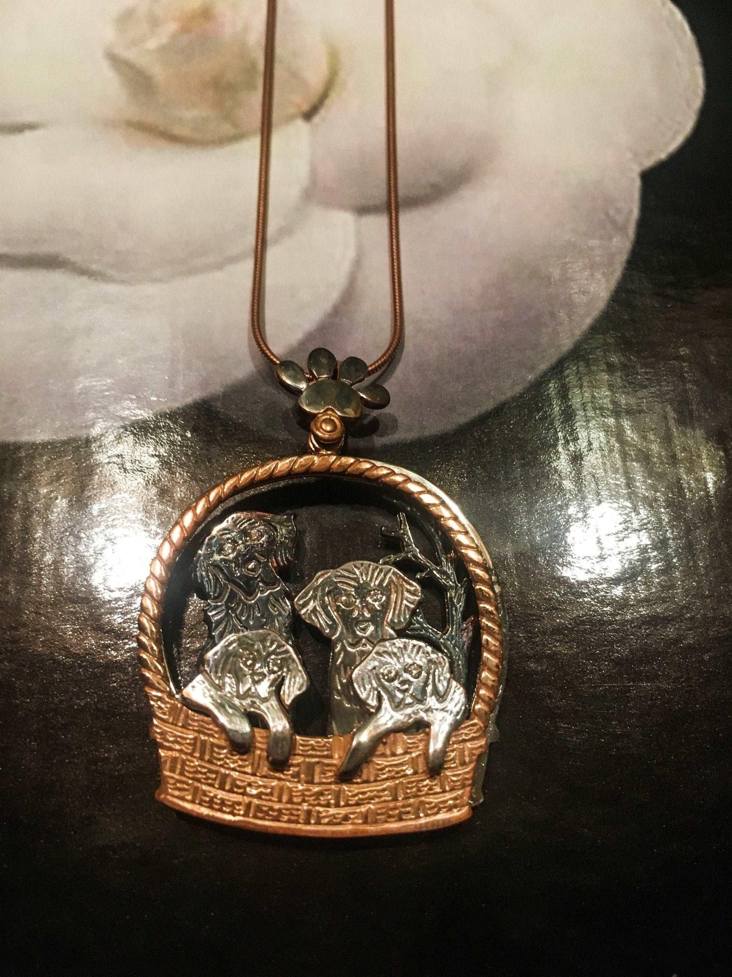 Dog Family Moving Pendant, Dog Jewelry Custom Desing Necklaces, Handmade Dog Jewelry, Animal Gift For Women, Cute Dog Family - Tracesilver