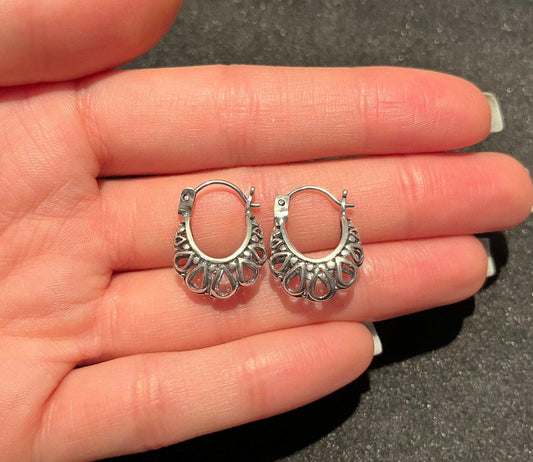 Filigree 925 Sterling Silver Earring,Filigree Handmade Earrings,Traditional Silver Earrings,Gift For Her,925 Silver Earrings - Tracesilver