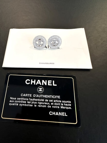 Chanel Zircon Stone Baguette Cut 925 Sterling Silver Vintage Earrings
