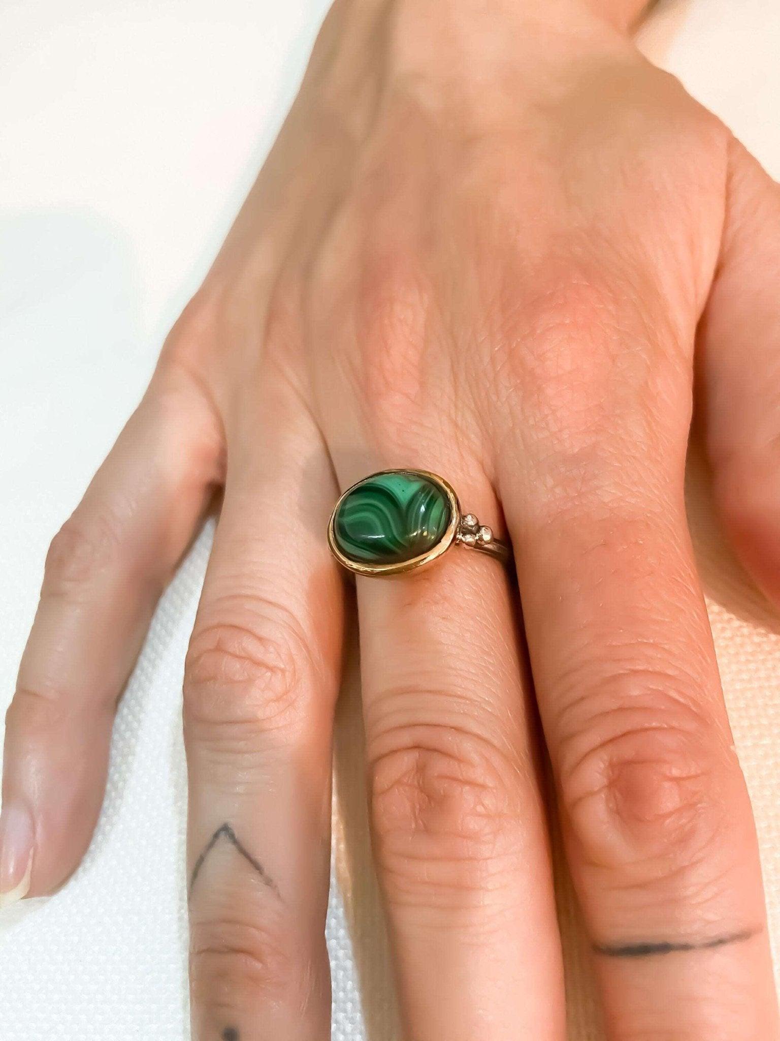 Malachite stone buy Sterling silver ring 925 for women