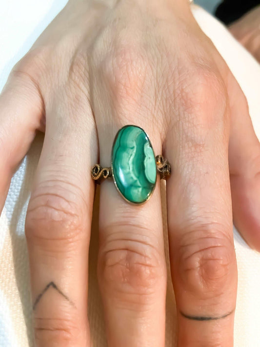 Malachite Stone Handcraft Ring, 925 Sterling Silver Malachite Green Ring, Natural Gemstone Ring For Women, Green Stone Gift For Women - Tracesilver