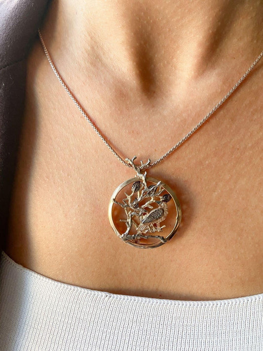 Rose Gold Silver Owl Pendant, Custom Desing Handmade Owl Necklace, Animal Jewelry For Her, Mother's Day Gift Jewelry - Tracesilver