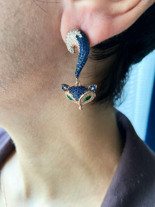 Silver Fox Earrings, Animal Jewelry For Women, Fox Earrings Stud Earrings For Her, Gift Animal Handmade Jewelry Earrings - Tracesilver