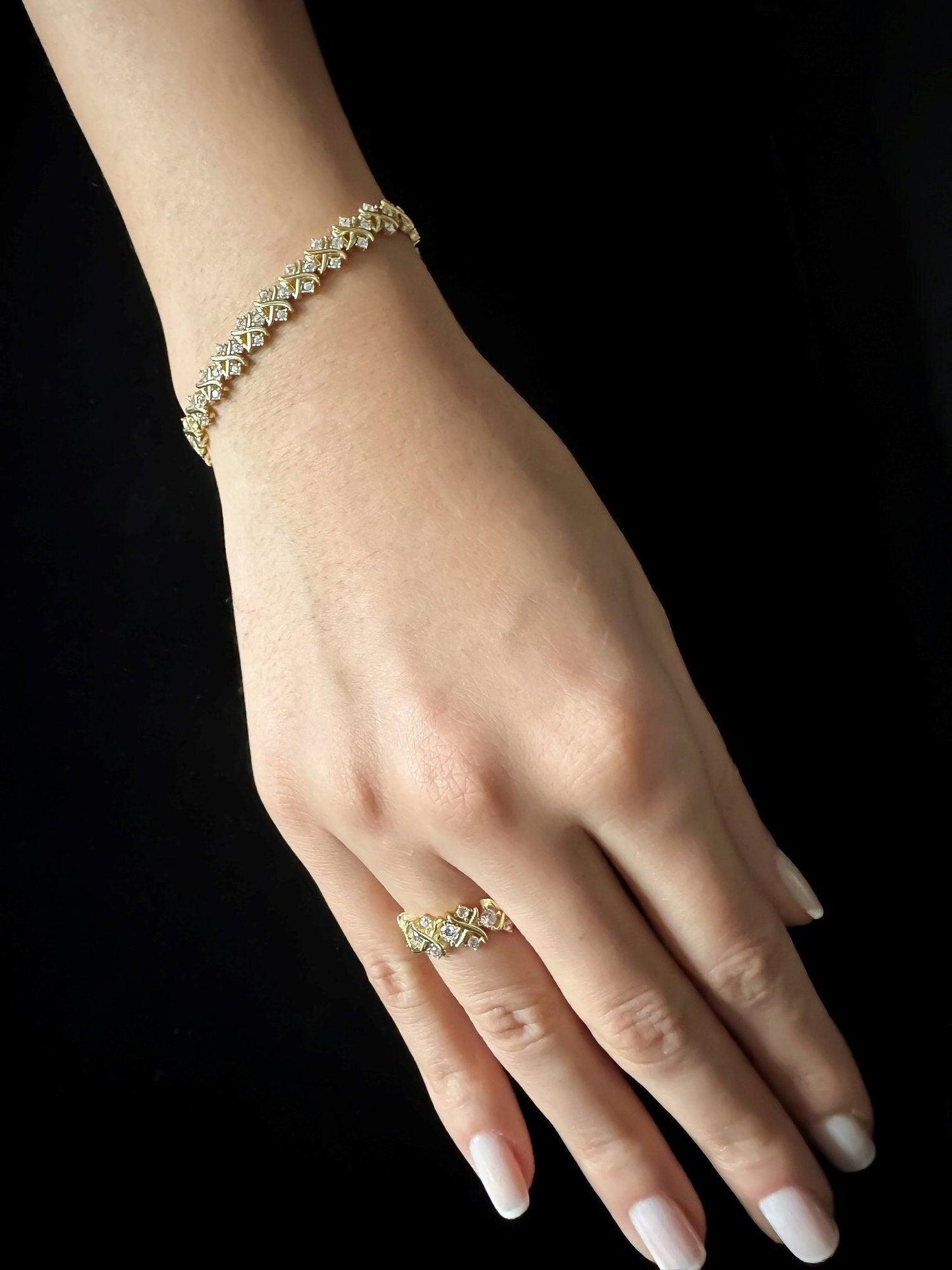 Tiffany & Co 22K Gold Planet Zircon Stone 925 Sterling Silver Luxury Jewelry Bracelet - Tracesilver